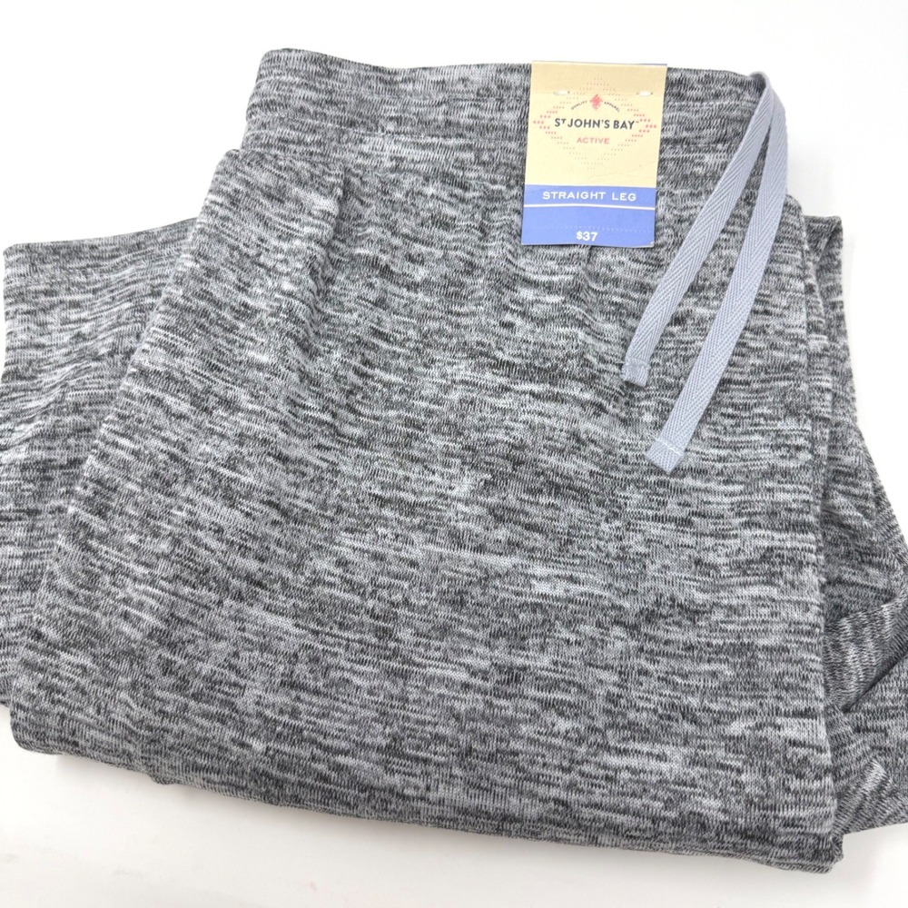 St Johns‎ Bay Active Womens Large Space Dye Straight Leg Mesh Stripe Pants NEW